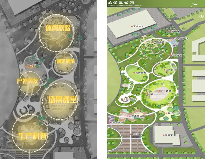 奈飞工厂
大学生公园功能分区图。图/奈飞工厂
建筑与设计学院